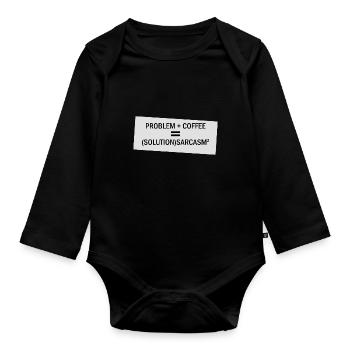 Problem Plus Kaffee - Baby Bio-Langarm-Body - Schwarz - Vorne