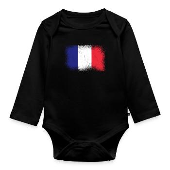 France Drapeau utilisé Look Drapeau français - Body Bébé bio manches longues - noir - Devant