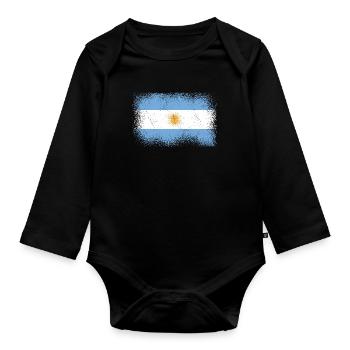 Drapeau de l’Argentine Amérique du Sud Drapeau argentin - Body Bébé bio manches longues - noir - Devant