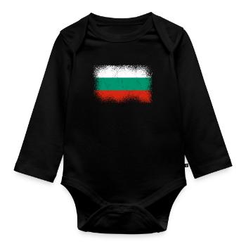 Bulgaria Flag Bulgarian flag Golden Sands - Organic Longsleeve Baby Bodysuit - black - Front