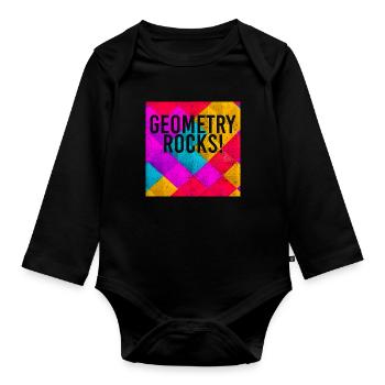 Geometry Rocks drôle de professeur de mathématiques - Body Bébé bio manches longues - noir - Devant