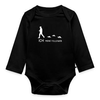 Süße Frettchen Spruch Ich Meine Follower - Baby Bio-Langarm-Body - Schwarz - Vorne