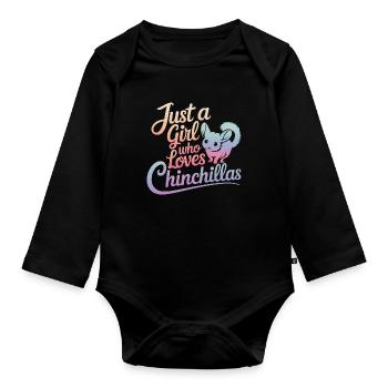 Chinchilla Chinchillas Mouse - Organic Longsleeve Baby Bodysuit - black - Front