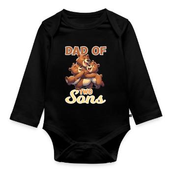 Starker Bär mit Baby Bär für einen Bären - Baby Bio-Langarm-Body - Schwarz - Vorne