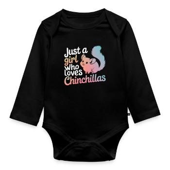 Chinchilla Chinchillas Mouse - Organic Longsleeve Baby Bodysuit - black - Front