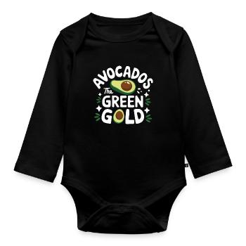 Avocado Essen Guacamole Vegan - Baby Bio-Langarm-Body - Schwarz - Vorne
