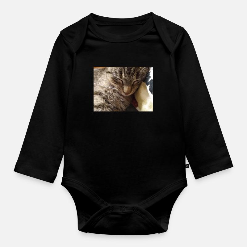 katzen, kätzchen, - Baby Bio-Langarm-Body - Schwarz