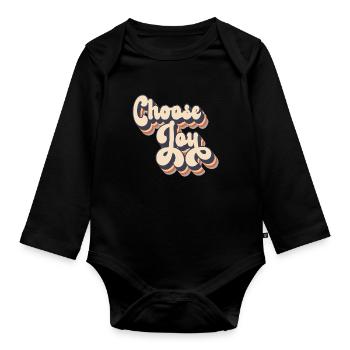 Choose Joy Inspirational Retro Comfort Mental - Baby Bio-Langarm-Body - Schwarz - Vorne