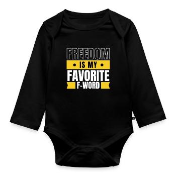 La liberté est mon mot préféré F Liberty Patriotic - Body Bébé bio manches longues - noir - Devant