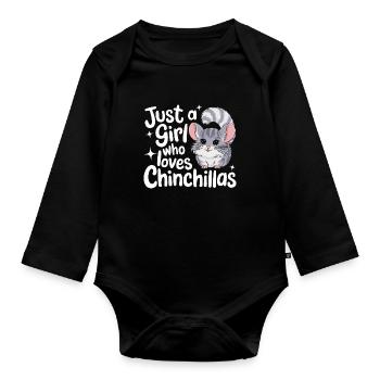 Chinchilla Chinchillas Mouse - Organic Longsleeve Baby Bodysuit - black - Front