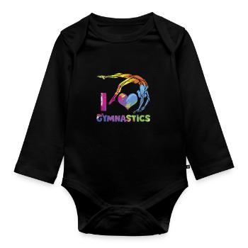 J'adore la gymnastique - Body Bébé bio manches longues - noir - Devant