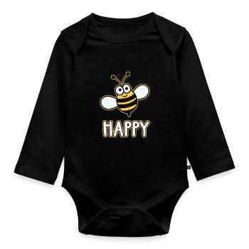 Bee happy - Baby Bio-Langarm-Body - Schwarz - Vorne