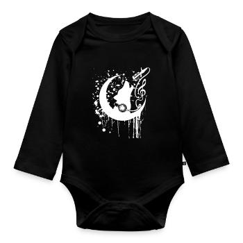 white german shepherd music shirt with clef - Organic Longsleeve Baby Bodysuit - black - Front