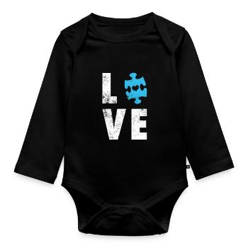 Autisme Autiste Cadeau Autiste Idée Cadeau - Body Bébé bio manches longues - noir - Devant