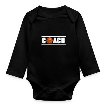 Basketball Coach Trainer - Baby Bio-Langarm-Body - Schwarz - Vorne