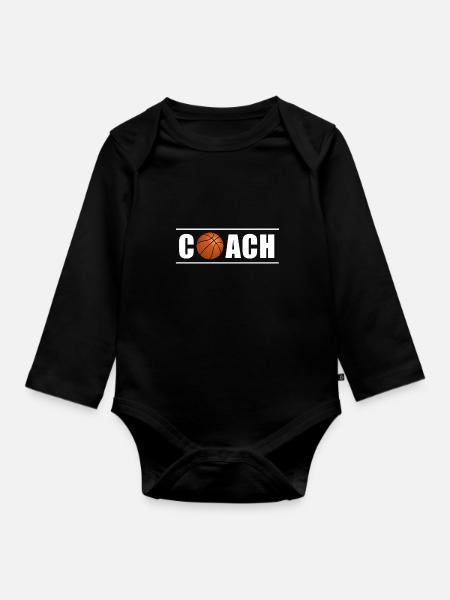 Basketball Coach Trainer - Baby Bio-Langarm-Body - Schwarz