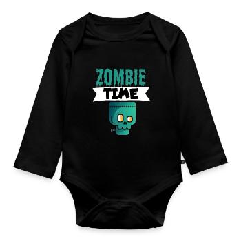 Zombie time - Organic Longsleeve Baby Bodysuit - black - Front