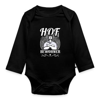 Landwirtschaft Bauernhof Geschenk · Hof Bewohner - Baby Bio-Langarm-Body - Schwarz - Vorne