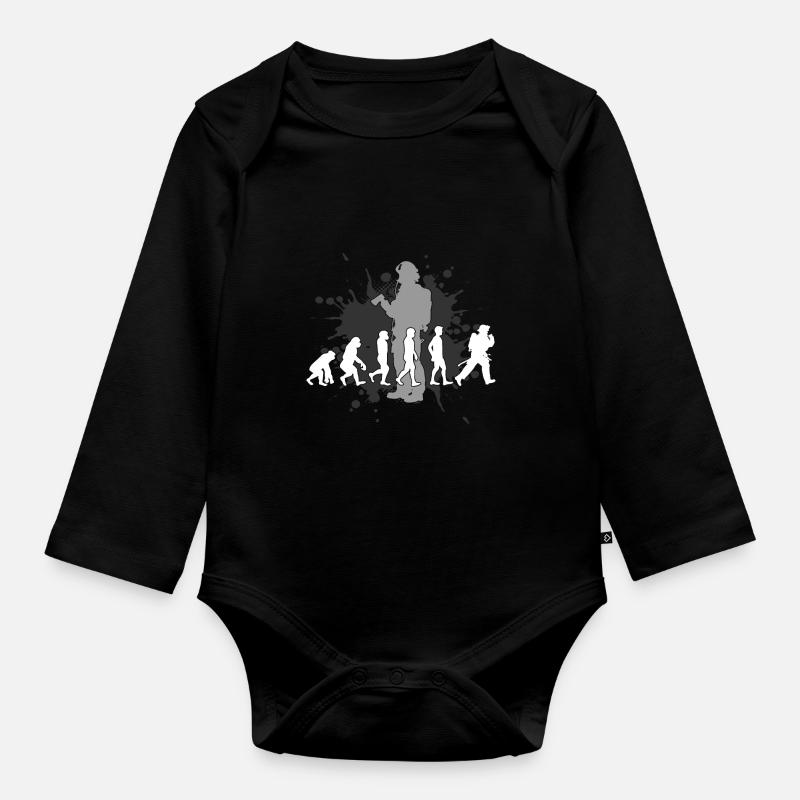 Pompier cadeau pompier · Pompier - Body Bébé bio manches longues - noir