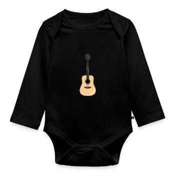 guitare guitare guitares joueurs Basse Acoustique - Body Bébé bio manches longues - noir - Devant