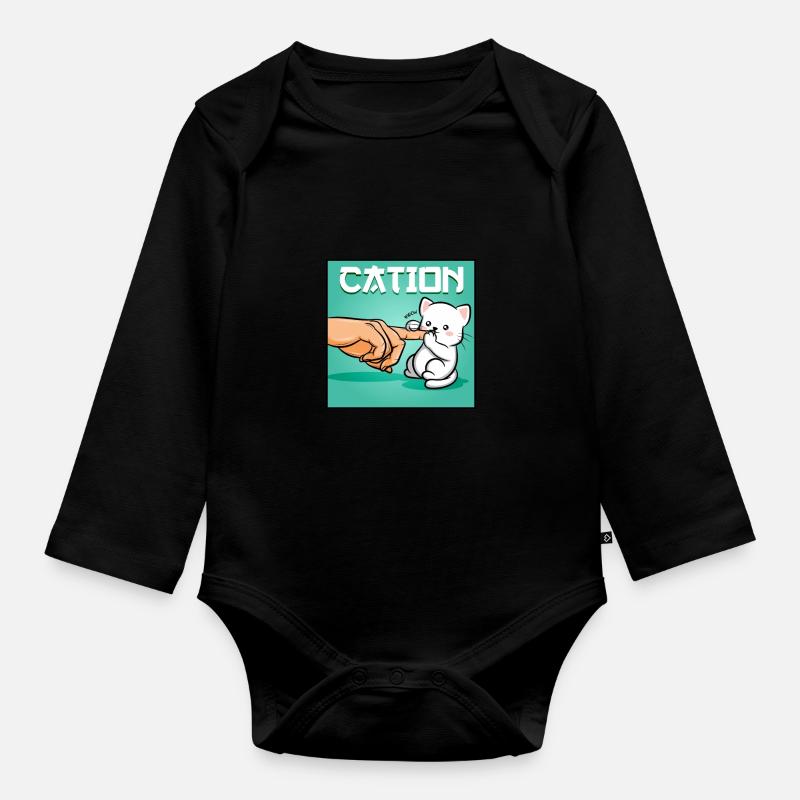 Chat Cation chatons Cartoon chat cadeau de protection - Body Bébé bio manches longues - noir