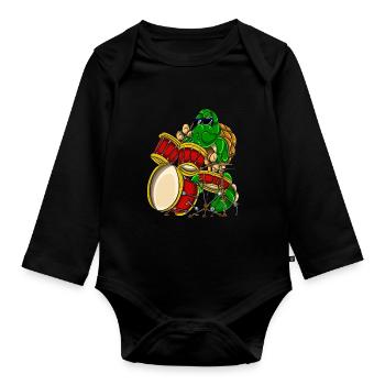 Schildkröte Drummer Tier - Baby Bio-Langarm-Body - Schwarz - Vorne
