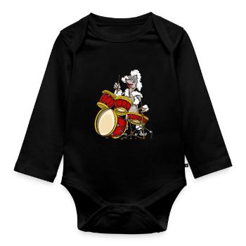 Poodle Drums - Organic Longsleeve Baby Bodysuit - black - Front