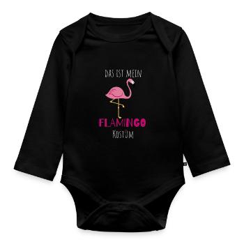 Anti-Fasching Anti-Karneval Kostüm Flamingo - Baby Bio-Langarm-Body - Schwarz - Vorne