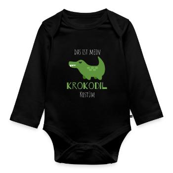 Anti-Fasching Anti-Karneval Kostüm Krokodil - Baby Bio-Langarm-Body - Schwarz - Vorne