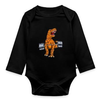 Evil Tyrannosaurus Deadlift - Organic Longsleeve Baby Bodysuit - black - Front