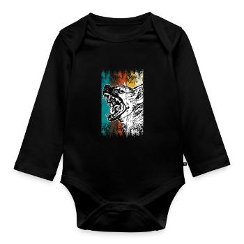 Retro Hyäne Afrika - Baby Bio-Langarm-Body - Schwarz - Vorne