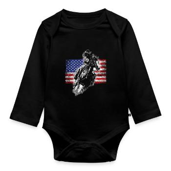 Drapeau Cowboy - Body Bébé bio manches longues - noir - Devant
