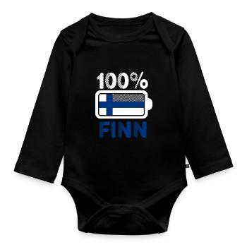 Finnland Finne - Baby Bio-Langarm-Body - Schwarz - Vorne