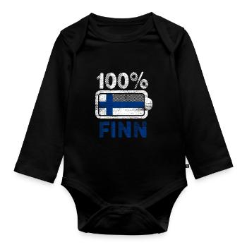 Finnland Finne Batterie - Baby Bio-Langarm-Body - Schwarz - Vorne
