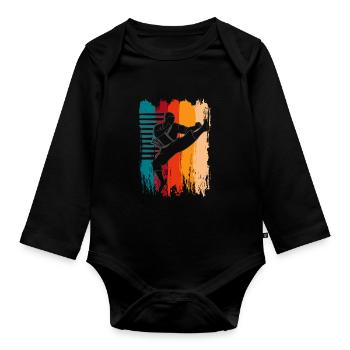 karaté - Body Bébé bio manches longues - noir - Devant