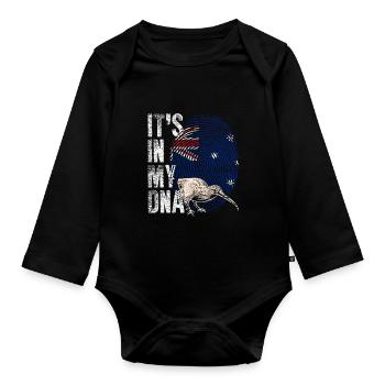 Neuseeland Kiwi Land - Baby Bio-Langarm-Body - Schwarz - Vorne