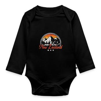 Neuseeland Land Neuseeländer - Baby Bio-Langarm-Body - Schwarz - Vorne