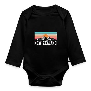 Pays de la Nouvelle-Zélande - Body Bébé bio manches longues - noir - Devant