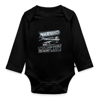 FLugzeug Luftfahrt - Baby Bio-Langarm-Body - Schwarz - Vorne