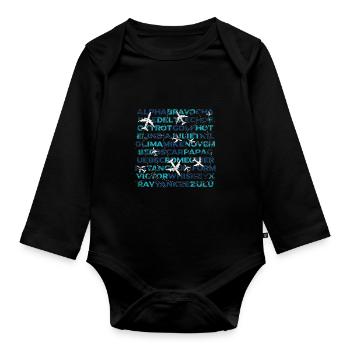 Flugzeug Luftfahrt Fliegen - Baby Bio-Langarm-Body - Schwarz - Vorne