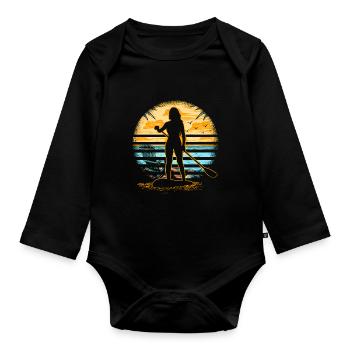 Surfboard girl - Organic Longsleeve Baby Bodysuit - black - Front