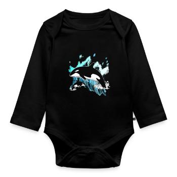 Killer whale - Organic Longsleeve Baby Bodysuit - black - Front