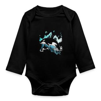 Killerwal Geschenk - Baby Bio-Langarm-Body - Schwarz - Vorne