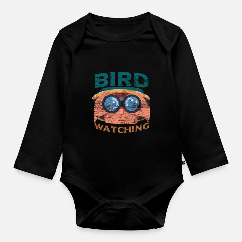Jumelles oiseaux - Body Bébé bio manches longues - noir