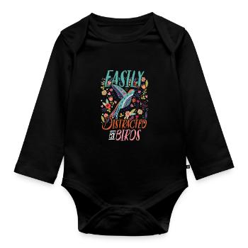 Vogel Tiere Tier - Baby Bio-Langarm-Body - Schwarz - Vorne