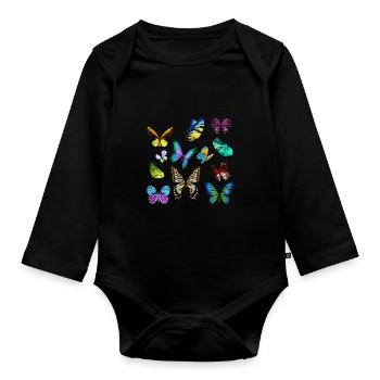 Butterfly Insect Cocoon - Organic Longsleeve Baby Bodysuit - black - Front