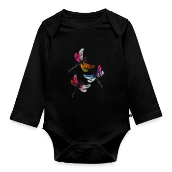 Dragonfly Insect Animal Lovers - Organic Longsleeve Baby Bodysuit - black - Front