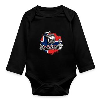 Norwegen Norweger - Baby Bio-Langarm-Body - Schwarz - Vorne