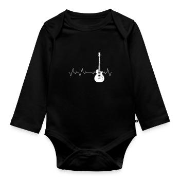 Coeur guitare basse guitare - Body Bébé bio manches longues - noir - Devant