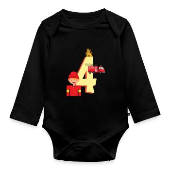 Funny kids birthday shirt career wish - Organic Longsleeve Baby Bodysuit - black - Front